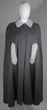 VINTAGE Grey Wool Cape with Pearl and Rhinestone Accents