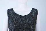 VINTAGE Circa 1960s Black Beaded and Sequin Blouse Size Large