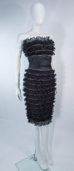 JIKI Monte Carlo Creation Black Pleated Ruffle Cocktail Dress Size 38 – The  Paper Bag Princess Vintage