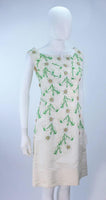 BETTY HIGGINS Cream Floral Pattern Lace Dress Size 4