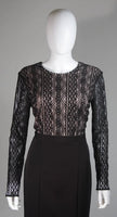 NAEEM KANH Black Jersey with Lace Evening Gown Size 8