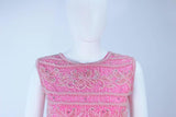 VINTAGE Circa 1960s Pink Beaded Zip Back Blouse Size 6-8