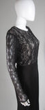 NAEEM KANH Black Jersey with Lace Evening Gown Size 8