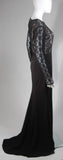 NAEEM KANH Black Jersey with Lace Evening Gown Size 8