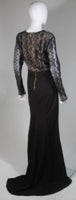 NAEEM KANH Black Jersey with Lace Evening Gown Size 8