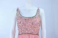 VINTAGE Circa 1960s Pink Gown, Embellished Bodice Size 4