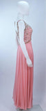 VINTAGE Circa 1960s Pink Gown, Embellished Bodice Size 4