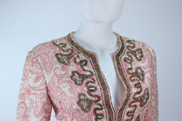 CEIL CHAPMAN 1960s Pink Paisley Brocade Gown with Applique Size 6