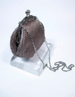 JUDITH LEIBER Embroidered  Purse with Silvertone Hardware