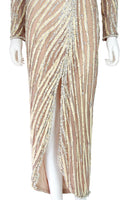 BOB MACKIE Circa 1980s Cream Beaded Gown