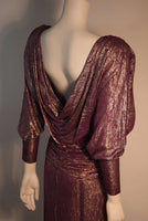 NOLAN MILLER Purple and Bronze Iridescent Draped Gown