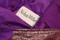 NOLAN MILLER Purple and Bronze Iridescent Draped Gown