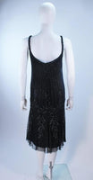 CARLOTA ALFARO Black Beaded Mesh Flapper Style Dress Size 4