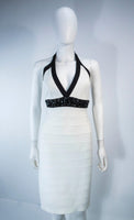 HERVE LEGER Black and White Beaded Bandage Dress