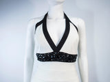 HERVE LEGER Black and White Beaded Bandage Dress