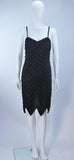 VINTAGE Black Beaded Cocktail Dress with Scalloped Hem Size M