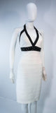 HERVE LEGER Black and White Beaded Bandage Dress