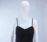 VINTAGE Black Beaded Cocktail Dress with Scalloped Hem Size M