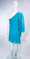 ROBERTO CAVALLI Aqua Silk Chiffon Cocktail Dress Size 40