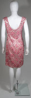 SAKS FIFTH AVENUE 1960s Pink Floral Beaded Cocktail Dress Size 4