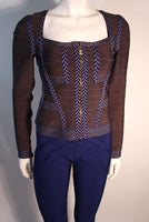 HERVE LEGER Gray Bandage Zip Top and Blue Leggings Size M