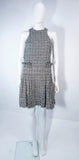 CHANEL Black and White Tweed Criss Cross Back Dress Size 36