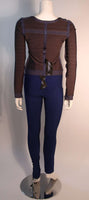 HERVE LEGER Gray Bandage Zip Top and Blue Leggings Size M