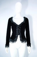 VICTOR COSTA Black Velvet Beaded Evening Jacket Size 4-6