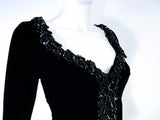 VICTOR COSTA Black Velvet Beaded Evening Jacket Size 4-6