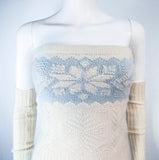 RALPH LAUREN Baby Blue and Cream Tube Top w/ Sleeves Size XS