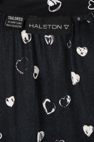 HALSTON 1970s Black and White Hearts Blouse and Skirt Set