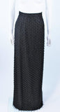 VINTAGE Circa 1960s Black Evening Skirt, Fringe Beading Size 12-14