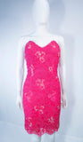 PAMELA DENNIS Pink Beaded Lace Cocktail Dress Size M