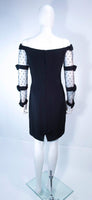 FRED HAYMAN Beverly Hills Black Silk Cocktail Dress Polka Dot Mesh Sleeves 2-4