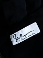 FRED HAYMAN Beverly Hills Black Silk Cocktail Dress Polka Dot Mesh Sleeves 2-4