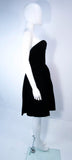 YVES SAINT LAURENT Black Velvet Cocktail Dress with Full Skirt Size 38