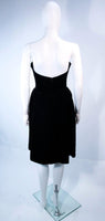 YVES SAINT LAURENT Black Velvet Cocktail Dress with Full Skirt Size 38