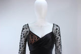 TRAVILLA Black Silk Beaded Gown with Lace Size 8
