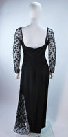 TRAVILLA Black Silk Beaded Gown with Lace Size 8