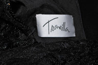TRAVILLA Black Silk Beaded Gown with Lace Size 8