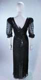 VINTAGE Circa 1970s Black Silk Chiffon Sequin Gown Size 4-6