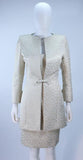 TRAVILLA 2 pc White & Gold Metallic Silk Dress & Coat Size 8