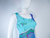 EMILIO PUCCI Blue & Purple Abstract Print Dress Size M