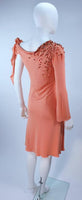 MARK ZUNINO Coral Jersey Cocktail Dress w/ Coral Beading Size 6