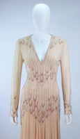 RENATO BALESTRA Nude Chiffon Gown with Beaded Design Size 6-8