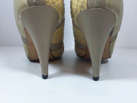 PAUL MAYER Gray and Nude Leather Tall Stiletto Heels with Snakeskin Boots Size 9