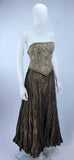 LES HABITUDES KAAT TILLEY Beaded Olive Bustier and Crinkle Skirt Size 2