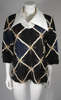 PIERRE BALMAIN Embellished Blouse w/ Exaggerated Collar Size Small