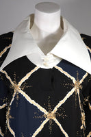 PIERRE BALMAIN Embellished Blouse w/ Exaggerated Collar Size Small