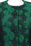 ARNOLD SCAASI 1980s Dark Green Floral Brocade Gown with Jacket